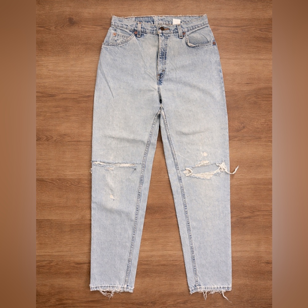 Levi's Vintage 951 Light Blue Distressed Straight Relaxed Fit Tapered Leg Jeans
